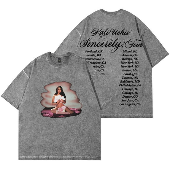 Uchis The Sincerely Tour 2025 Vintage Wash T-Shirts Women Men Cotton Short Sleeve Tee