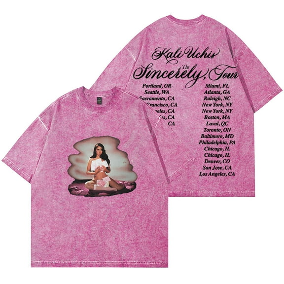 Uchis The Sincerely Tour 2025 Vintage Wash T-Shirts Women Men Cotton Short Sleeve Tee