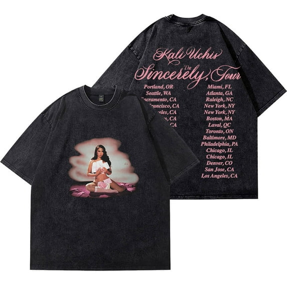 Uchis The Sincerely Tour 2025 Vintage Wash T-Shirts Women Men Cotton Short Sleeve Tee