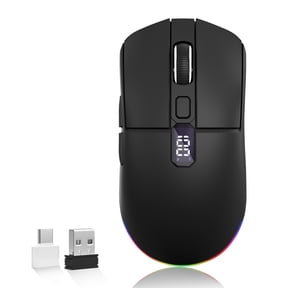 Uciefy Bluetooth Wireless Mouse,(2.4G+BT5.0+BT5.1)USB C Rechargeable with LED Screen Display, 2400 DPI Computer mice for Laptop/PC/Mac/iPad-Black