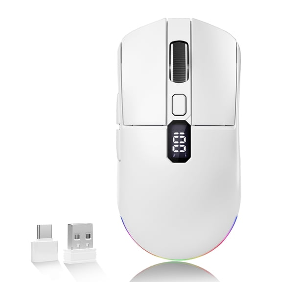 Uciefy U8 Office Rechargeable Optical Wireless Mouse, with LED Screen Display, Computer mice for Laptop/PC/Mac/iPad-White
