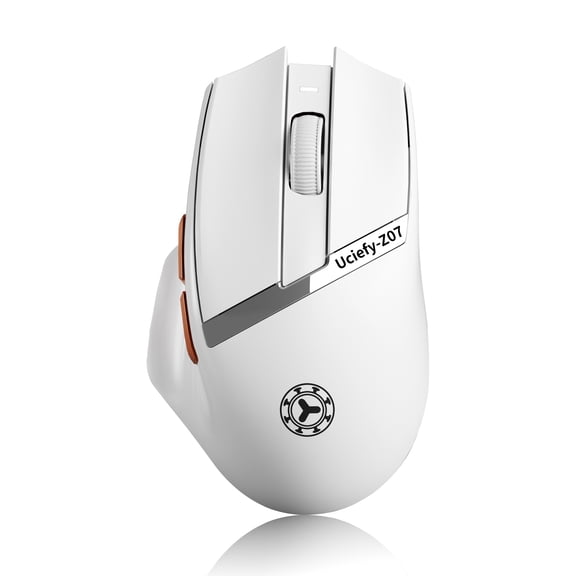 Uciefy Bluetooth Wireless Mouse,(2.4G+BT5.1)USB C Rechargeable Mouse with Charging Indicator, Ergonomic Computer Mice for Laptop/PC/Mac/iPad-White