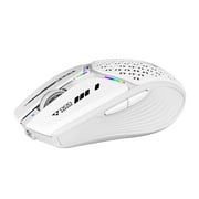 Uciefy Bluetooth Wireless Mouse, USB C Rechargeable Battery Level Visible Mouse with USB Receiver & Type-C Adapter for Laptop/PC/Mac/iPad-White