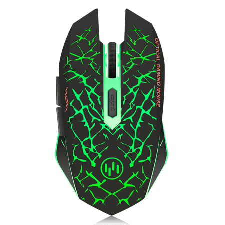 Uciefy Wireless LED Gaming Mouse 2.4G Optical Rechargeable Silent Mice with USB Receiver Green