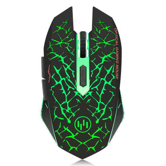 Uciefy Wireless LED Gaming Mouse 2.4G Optical Rechargeable Silent Mice with USB Receiver Green