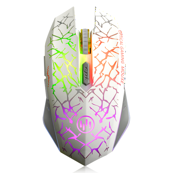 Uciefy Wireless LED Gaming Mouse 2.4G Optical Rechargeable Silent Mice with USB Receiver White