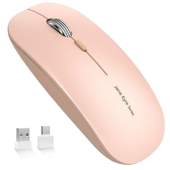 Uciefy Wireless Mouse Rechargeable Optical Mouse Slim Silent Mouse with USB Receiver Light Pink