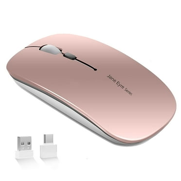Uciefy Wireless Mouse Rechargeable Optical Mouse Slim Silent Mouse with USB Receiver Rose Gold