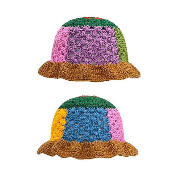 Uclet Crochet Bucket Hat Cloche Hats Knitted Beanies Floppy Fishing Hat Floral Cap Striped Trendy Outdoor Floral Bucket Hat Knitted Hats For Women Bucket Hats For Woman Brown M Clearance!
