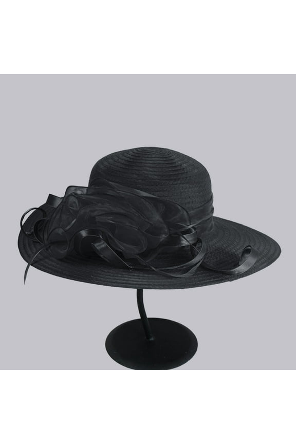 Dressy Hats For Women Ladies Sun Hat Occasion Event Hat Ladies Hats For Church Tea Time Hat Wide Brim Hats For Women Black One Size Clearance!