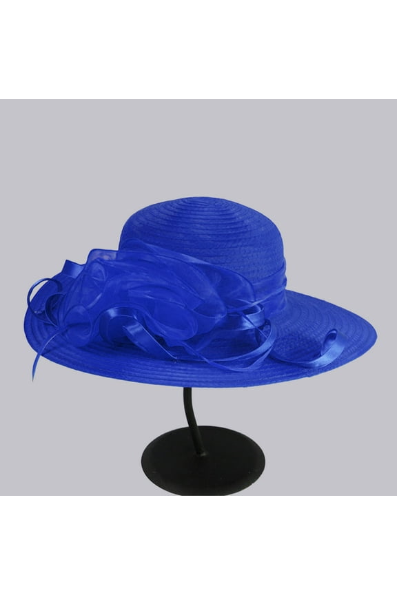 Dressy Hats For Women Ladies Sun Hat Occasion Event Hat Ladies Hats For Church Tea Time Hat Wide Brim Hats For Women Blue One Size Clearance!