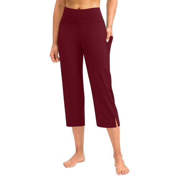 Uclet High Waisted Leggings For Women Womens Casual Pants Black Capris For Women Plus Size Yoga Capris Flowy Pants For Women Red 2XL Clearance!
