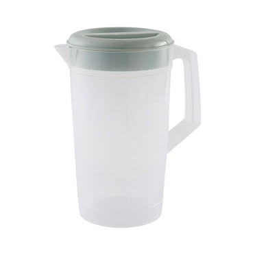 Uclet Plastic Water Pitcher with Lid, 0.5 Gallon Spout and Handle Plastic Juice Pitcher Tea Beverages for Fridge Plastic Water Carafe Jug for Lemonade Milk Cold Drink Home Daily Party