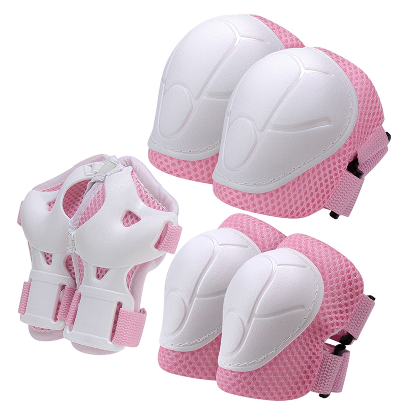 Kids & Youth Protective Gear Set – Knee Pads, Elbow Pads, Wrist Guards (Pink, Size M) For Skating & Cycling