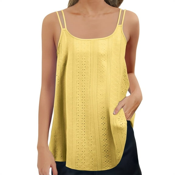 Ucletcc Backless Tops For Women Womens Tank Tops Dressy Casual Built In Bra Tank Tops For Women Womens Tops Casual Women'S Tank Tops Yellow 2XL