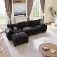 thumbnail image 1 of Ucloveria 116.5" L-Shaped Modular Sectional Couch With Ottoman, Cup Holders & Charging Ports - Chenille Cloud Couch, 4-Seat Deep Seat Sofa For Living Room, Apartment,Black, 1 of 8