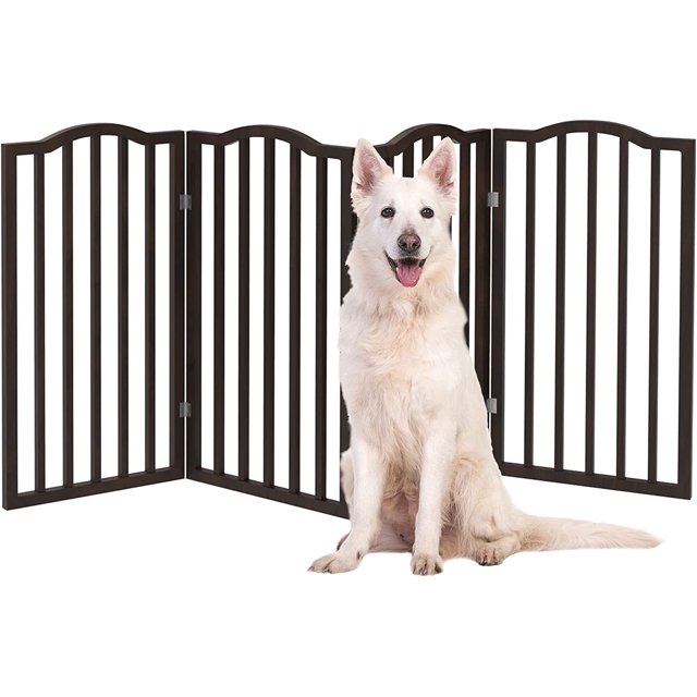 Ucloveria 32"H Pet Gate with Arched Top 4 Panel Tall Fence Free