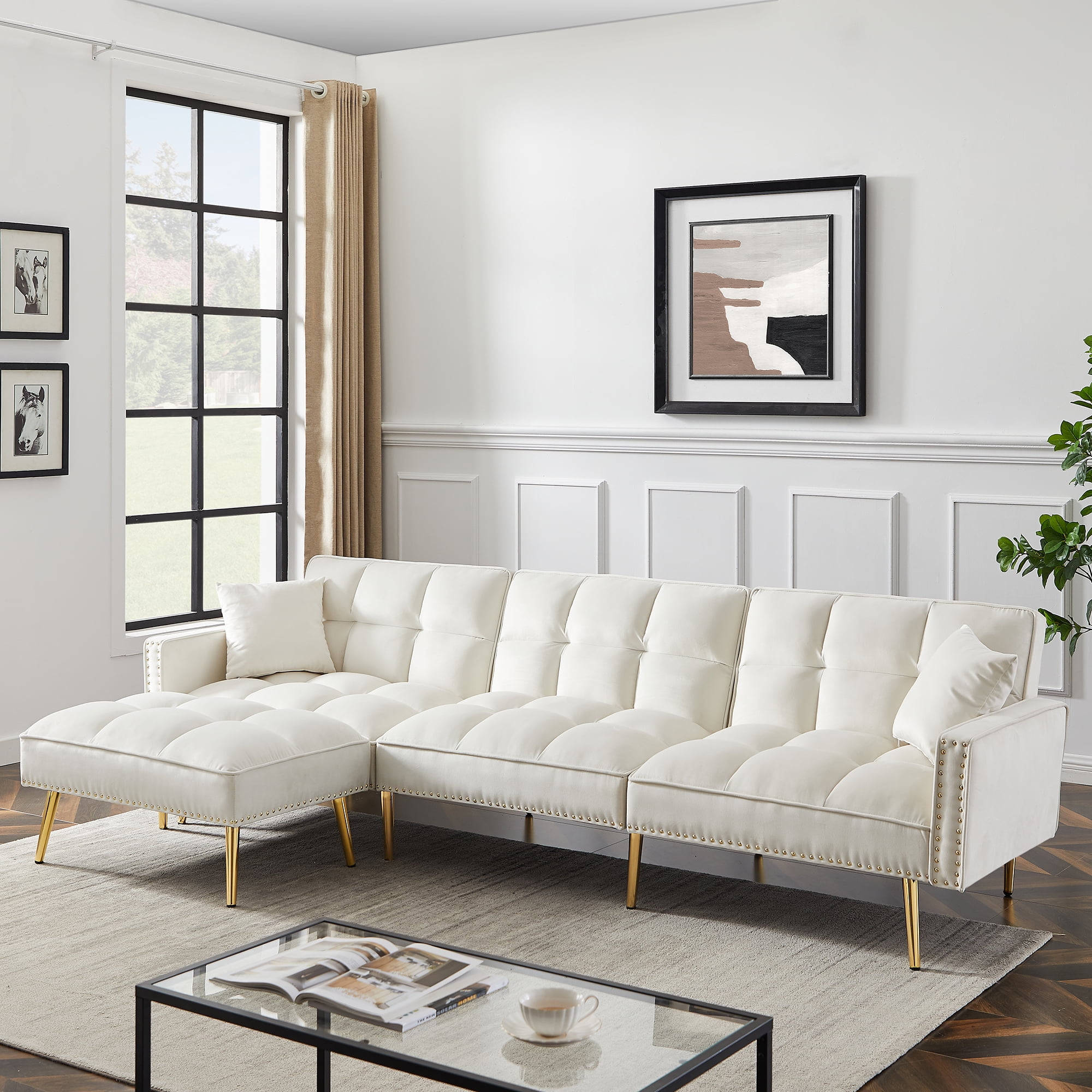 Sectional futon with ottoman deals