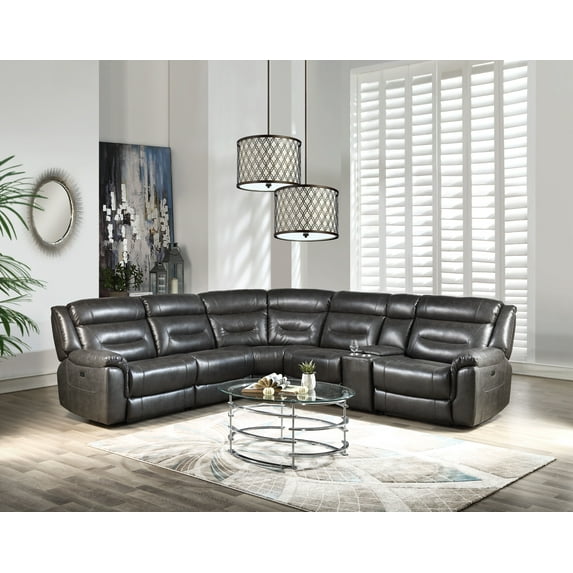 Ucloveria Leather Reclining Sofa Couch Set Living Room Set, Sectional Sofa (Motion)