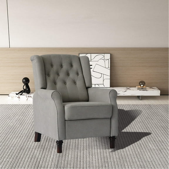 Ucloveria Recliner Armchair, Recliner Chair Accent Tufted Push Back Recliner, Recliner Sofa Light Gray Cozy Soft Living Room