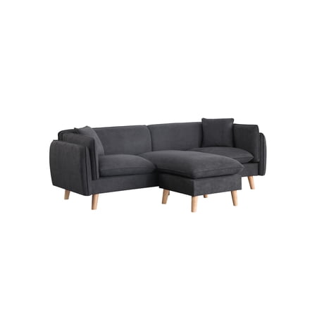 Ucloveria Reversible Sectional Sofa with Chasie Convertible Sectional Couch with 2 Pillows