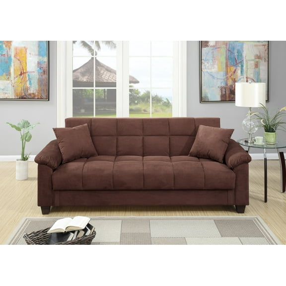 Ucloveria Storage Couch 1pc Futon Sofa w Pillows, Adjustable Sofa Microfiber Couch Plush