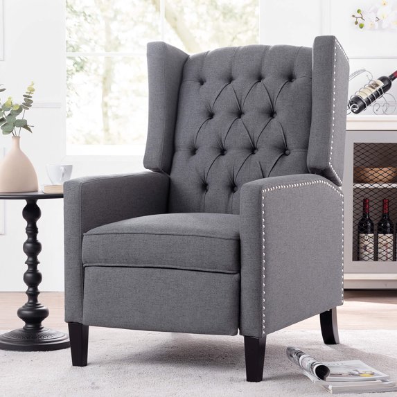 Ucloveria Tufted Fabric Recliner, Vintage Reclining Reading Armchair