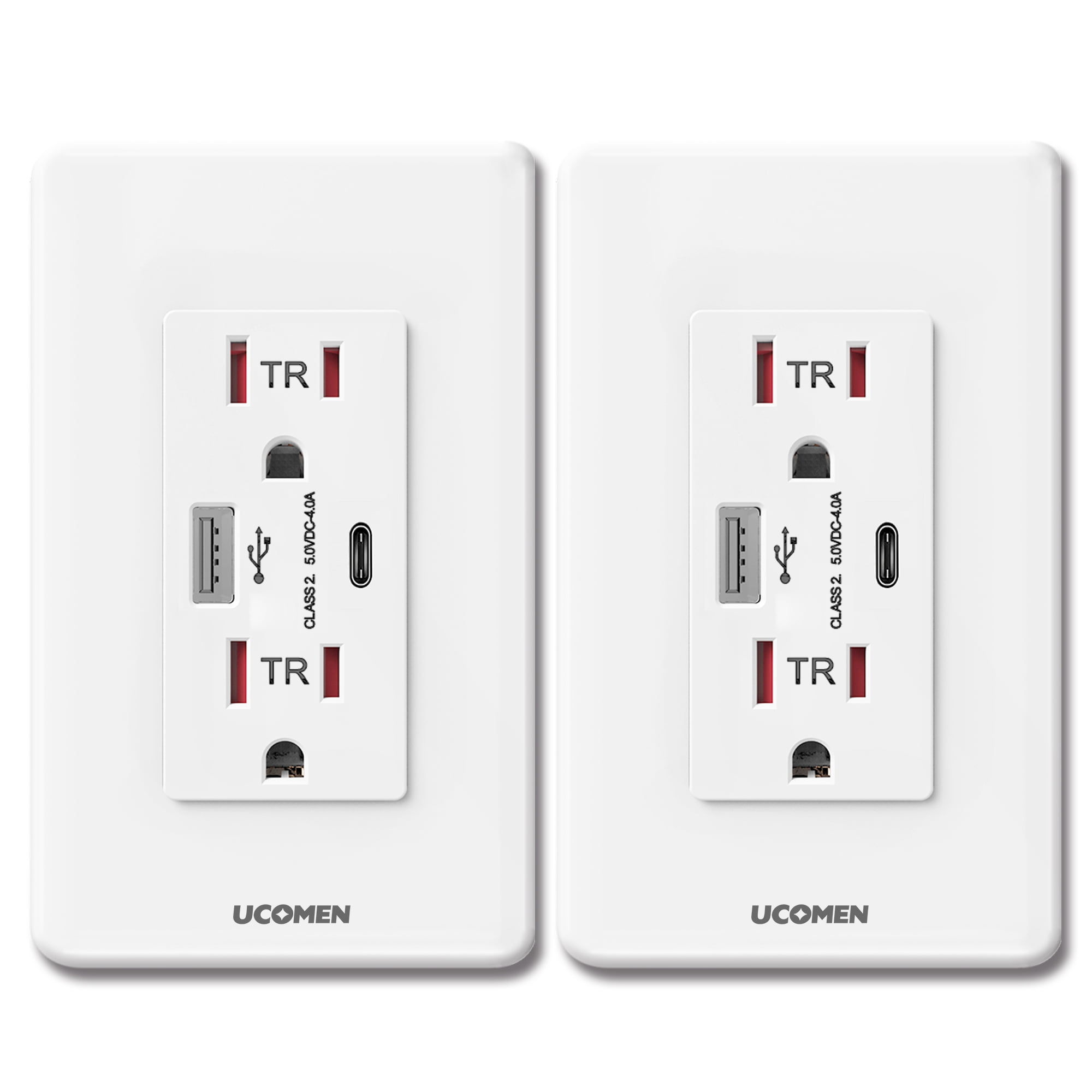 Type A & C USB Wall Outlet 15A/125V, High Speed Charging