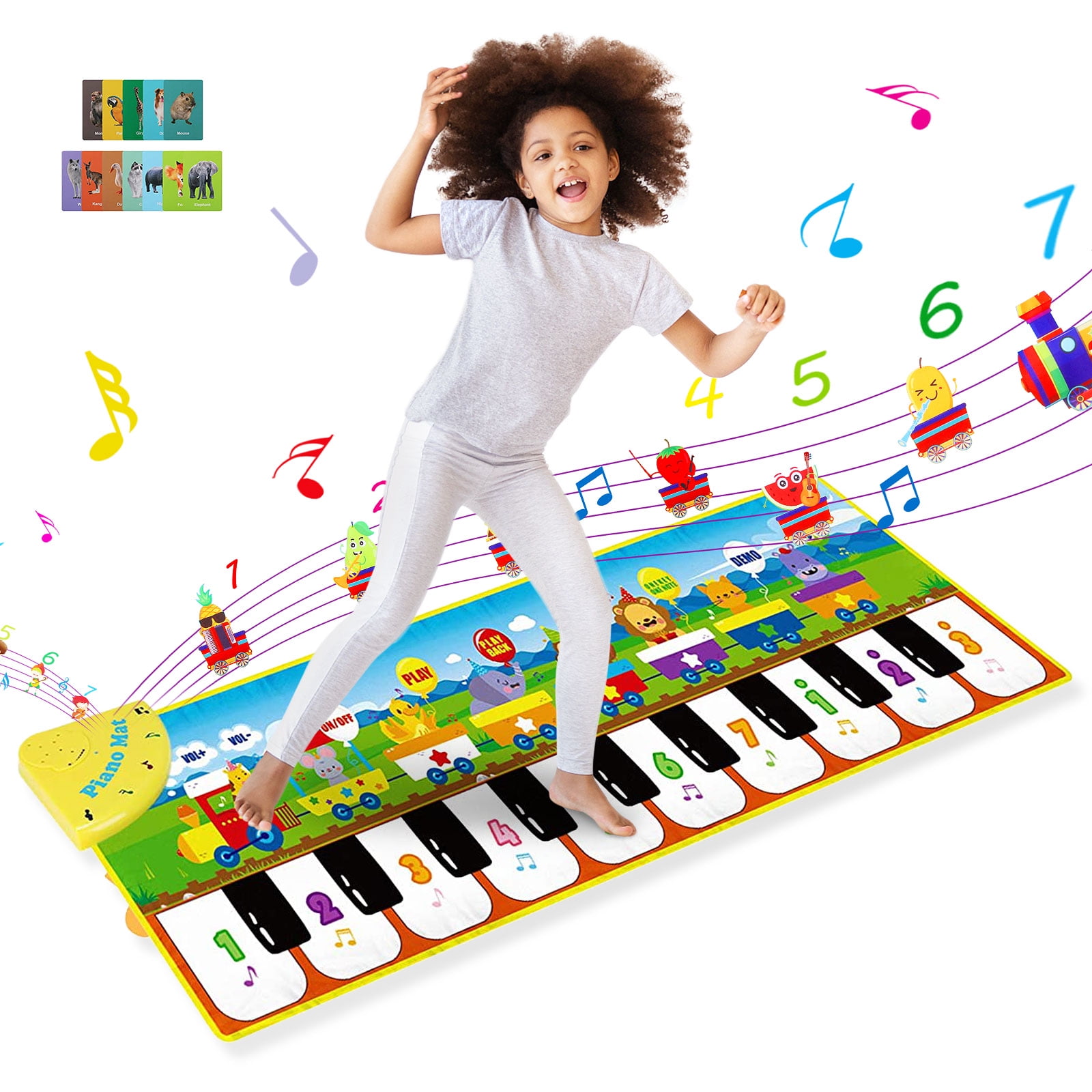 Ucradle Kids Piano Mat, Music Dance Mat with 28 Sounds, Children Touch Floor Keyboard Play Mats Animal Musical Playmat Toys Gifts for Toddlers Boys