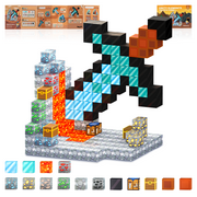 Ucradle Magnetic Blocks, Build Mine Magnet World Set - Mine Sword Caverns Construction Cube, 100 Pieces, 3D Magnetic Building Blocks for Kids, STEM Certified | Ages Children to Adult 3+