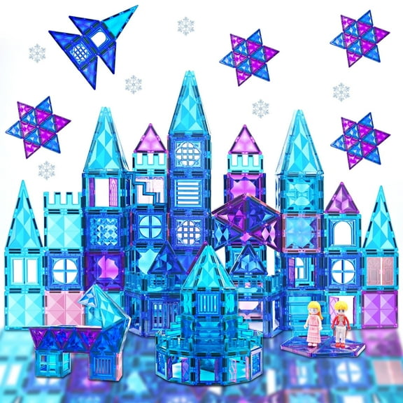 NETNEW 170 Pcs 3D Clear Light Magnetic Tiles Building Blocks Toys Educational STEM | Ages Children to Adult 3+