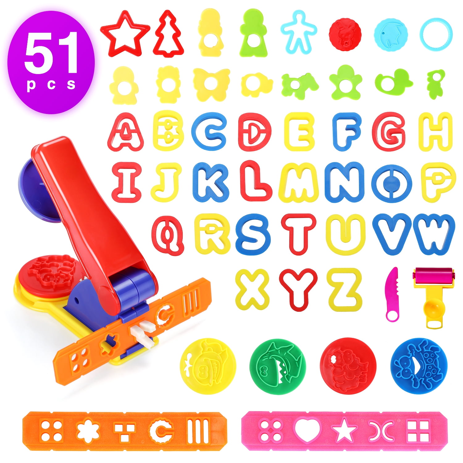 146 Piece Play-Doh School Tools Set Letters Numbers Animals Cutters Molds
