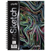 UCreate Fashion Poly Sketch Book, 9 x 12, 75 Sheets, Neon Abstract Design