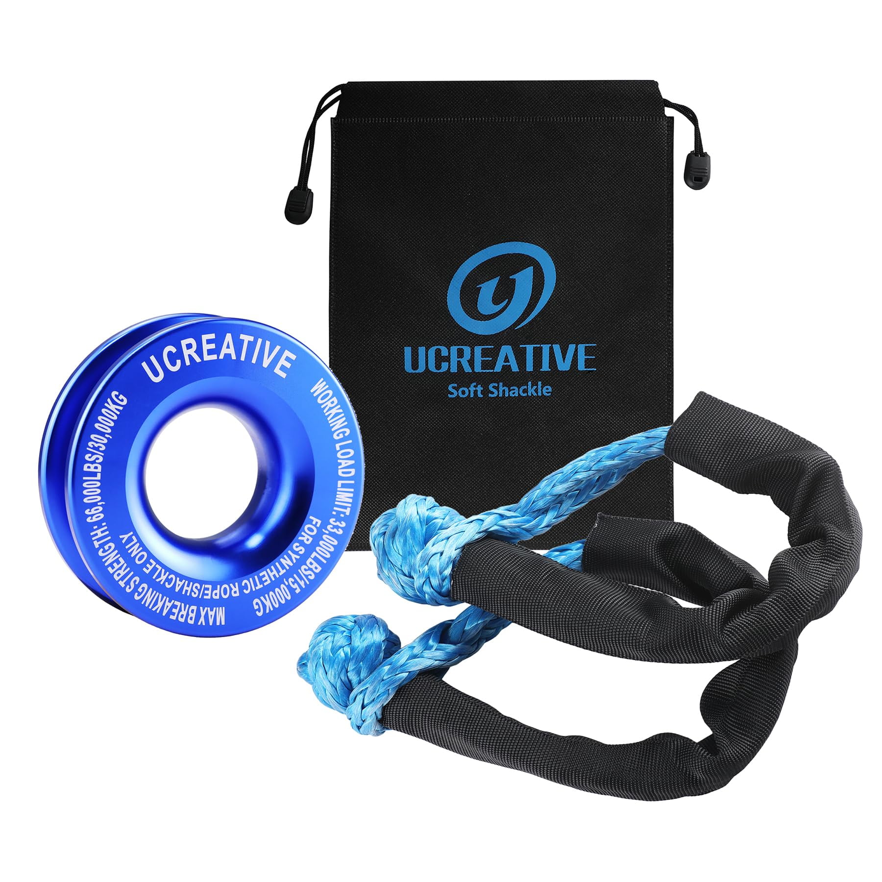 Ucreative Blue Recovery Ring RRF12 and 2PCS Blue Soft Shackle (1/2 Inch ...