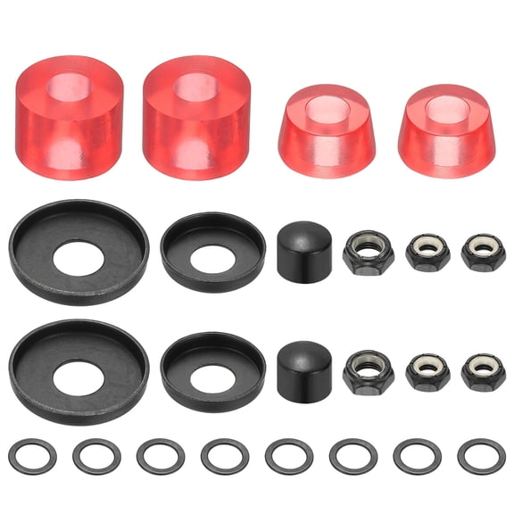 Ucvell Skateboard Bushings, Skateboard Truck Rebuild Long-Board Kit Bushings Washers Pivot Cups-Fitting for (Outdoor Skateboard Parts) 92A & PU & Clear Red