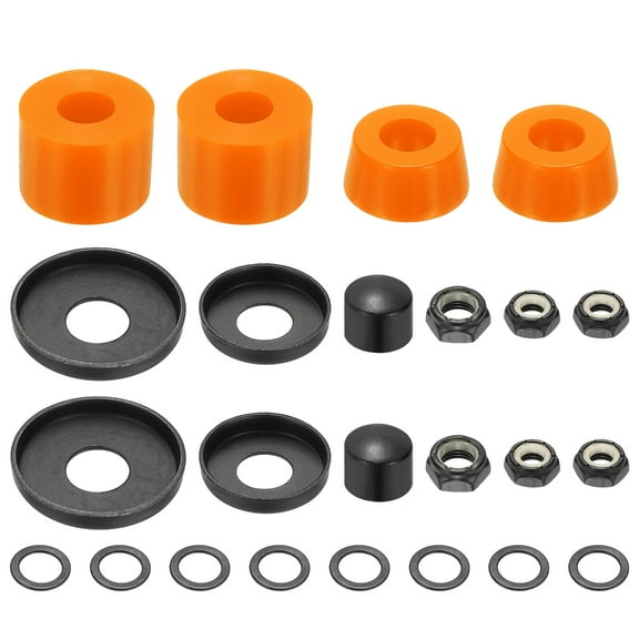 Ucvell Skateboard Bushings, Skateboard Truck Rebuild Long-Board Kit Bushings Washers Pivot Cups-Fitting for (Outdoor Skateboard Parts) 92A & PU & Orange