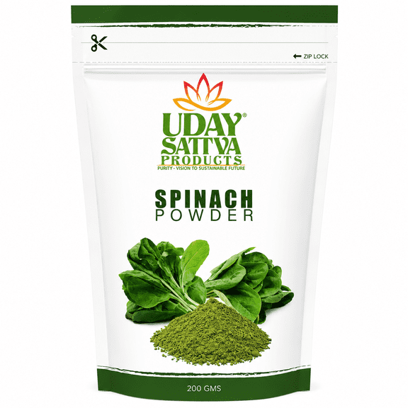 Uday Sattva Products Green Spinach Leaf Powder Pure Nutrient-Dense Superfood 7.05oz Pack of 1