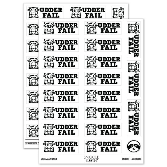 Udder Fail Cow Teacher Student School Sticker Set - White - Matte Finish - 2.00" Large