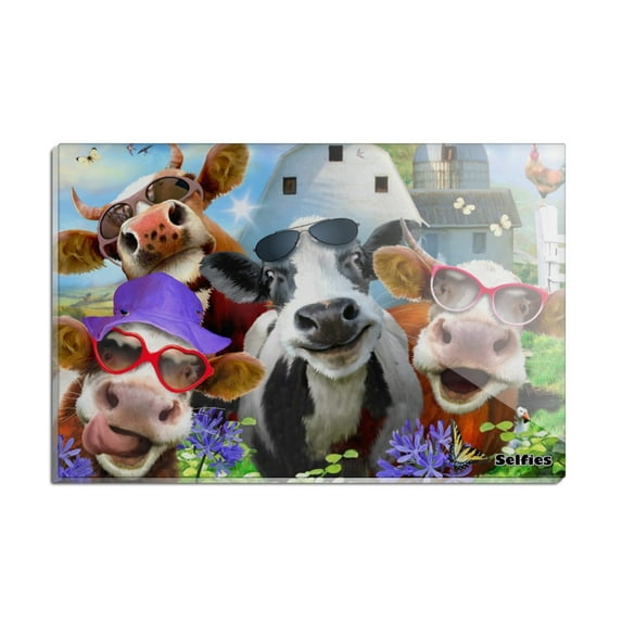 Udderly Cool Cow Farm Selfie Rectangle Acrylic Fridge Refrigerator Magnet