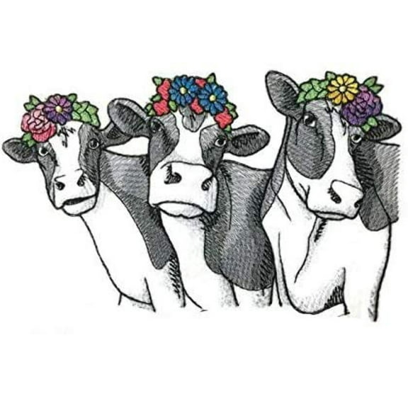 Udderly Fabulous Cows Embroidered Iron on/Sew Patch[6.84" x 4.8"]