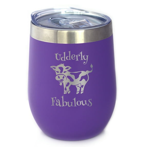 Bevvee Insulated Wine Tumbler 12 oz Udderly Fabulous Gifts for Wine Lovers Tumblers