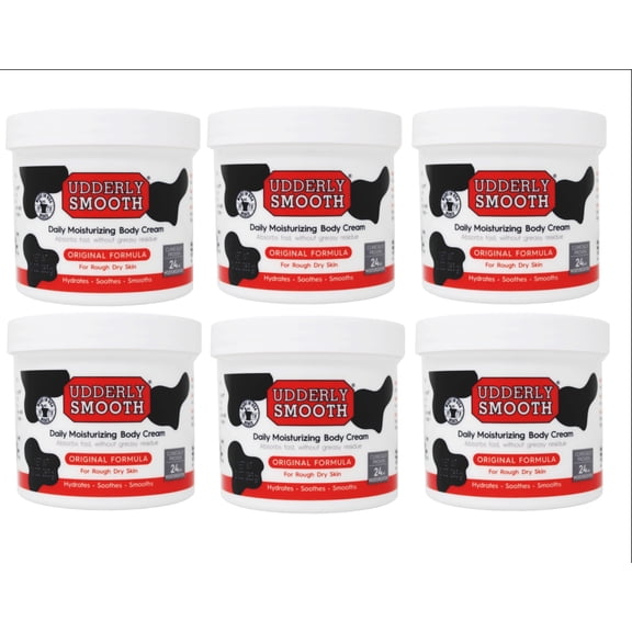 Udderly Smooth Body Cream Skin Moisturizer Original Formula for Rough Dry Skin, 10 Ounce, Pack of 6