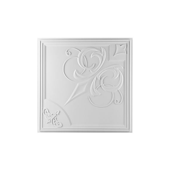 Udecor 2 ft x 2 ft White Glue Up Vinyl Ceiling Tile, Box of 10