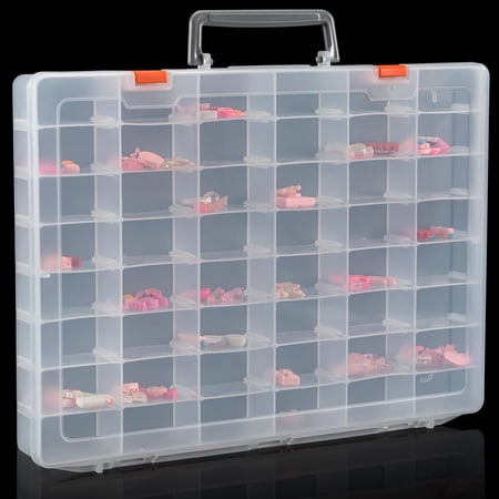 Udefineit Large 48 Grids Clear Plastic Organizer Box with Dividers, Adjustable Compartment Arts Crafts Storage Containers for Hobby Small Parts, Jewelry Bead Tackle Case
