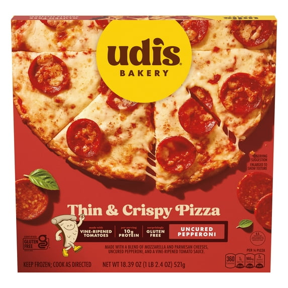 Udi's Gluten Free Frozen Pepperoni Pizza Crispy Thin Crust, 18.36 oz (Frozen)