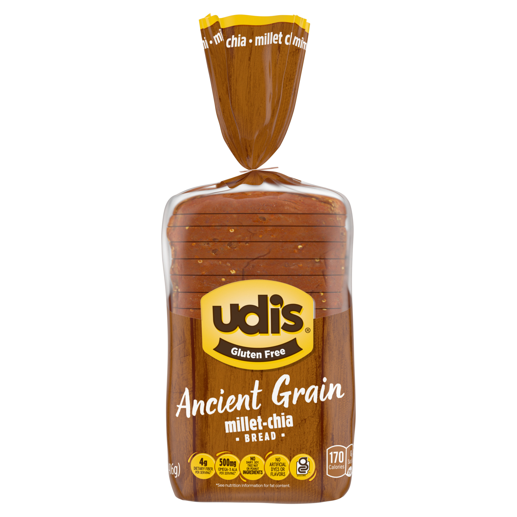 Udi's Gluten Free Millet Chia Bread, Frozen, 14.2 oz.