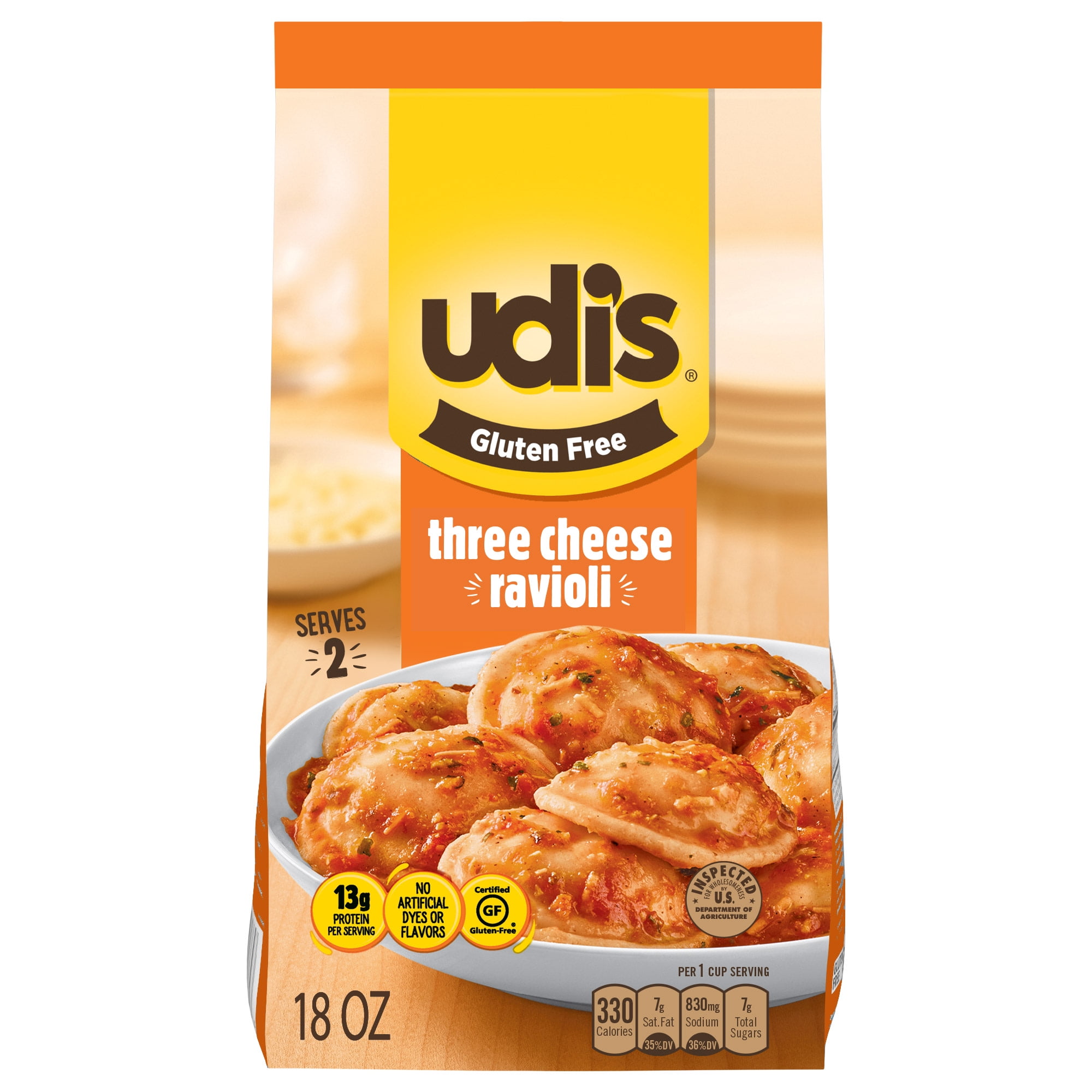Udi's Gluten Free Three Cheese Ravioli, 18 oz (Frozen) - Walmart.com