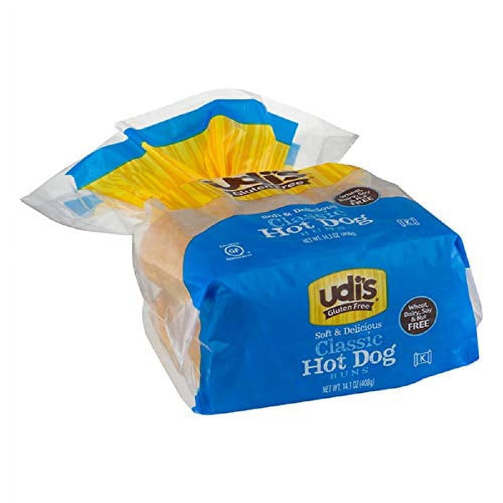 Udi's Glutenfree Soft & Delicious Classic Bun, Hot Dog, 12.9 Oz (pack