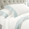 thumbnail image 1 of Udine 4 Piece California King Crochet Lace Sheet Set The Urban Port, White and Blue, 1 of 2