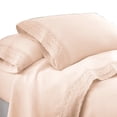 thumbnail image 1 of Udine 4 Piece Queen Size Microfiber Sheet Set with Crochet Lace The Urban Port, Pink- Saltoro Sherpi, 1 of 6